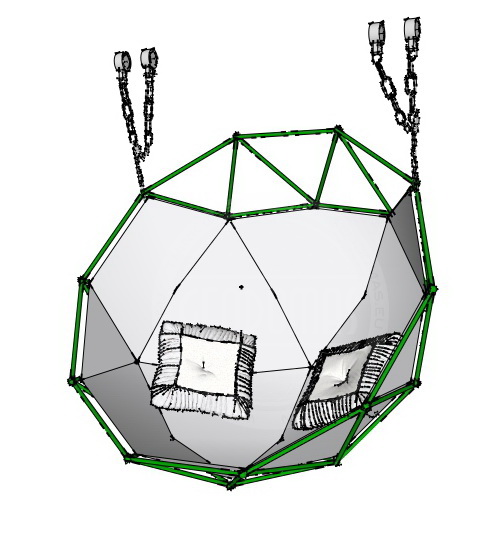 Kabinama geometrinė supynė Ø1,2m | Naudojama patalpose ir lauke