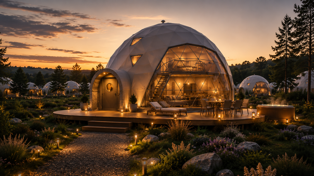 78m2 GLAMPING VERSLUI Ø10m H5m | APŠILTINTAS · 7