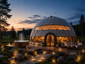 78m2 GLAMPING VERSLUI Ø10m H5m | APŠILTINTAS