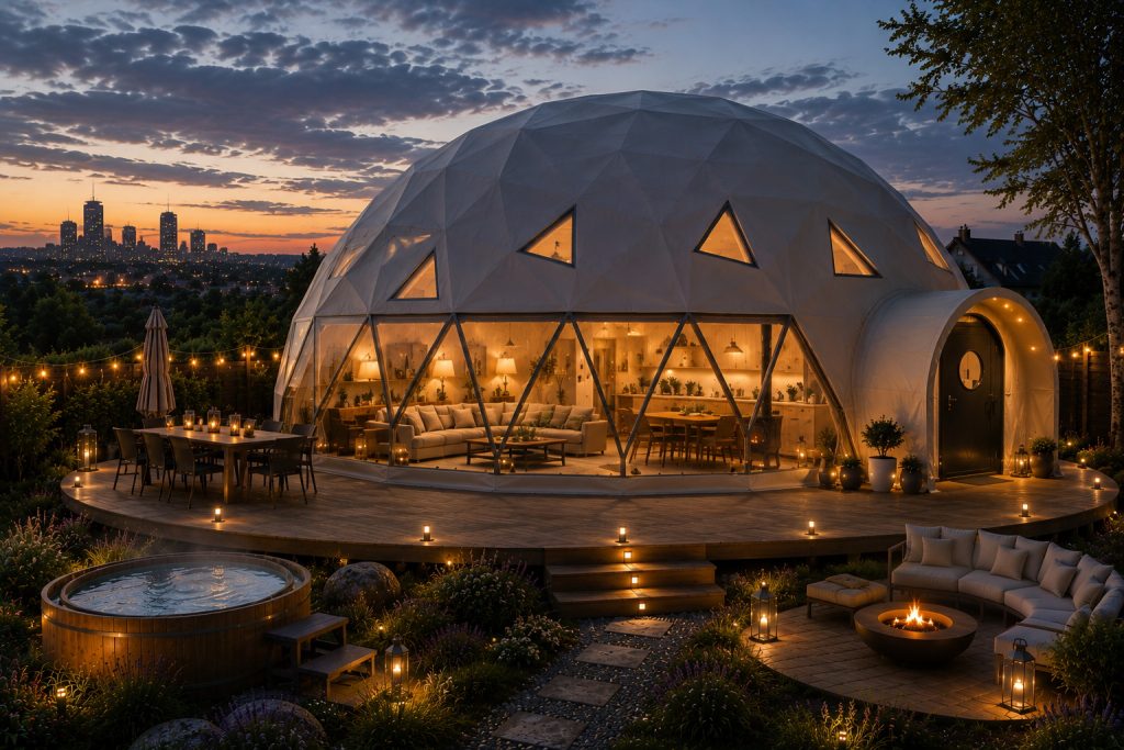 78m2 GLAMPING VERSLUI Ø10m H5m | APŠILTINTAS · 2