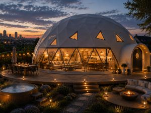 78m2 GLAMPING VERSLUI Ø10m H5m | APŠILTINTAS