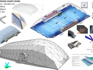 648m2 TENISO KORTO STOGAS 36x18x7,5m | SPORTUI